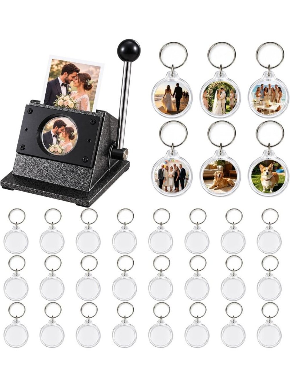 Photo Booth Keychain Cutter Kit - DIY Button Keychain Maker for Memories - Picture 1 of 7